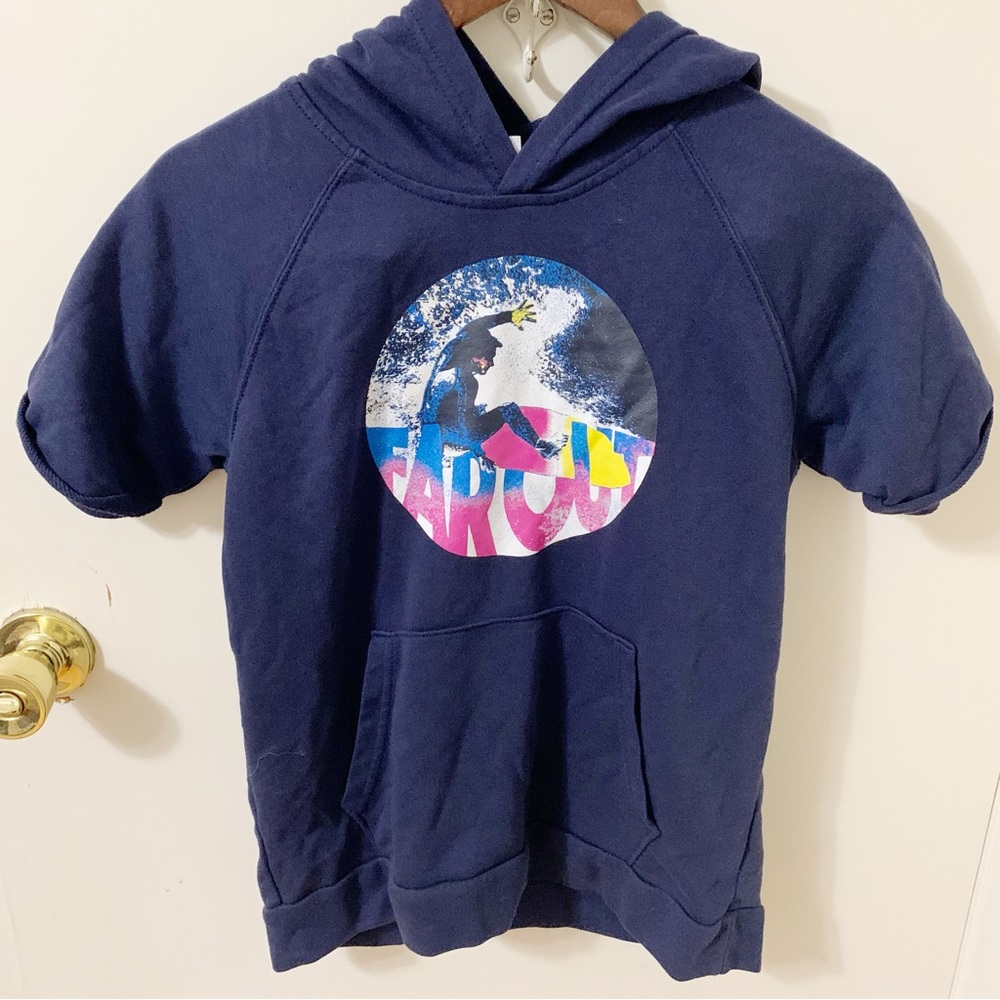 5/$25 Old Navy sweatshirt navy blue far out surfer hoodie XL 14-16